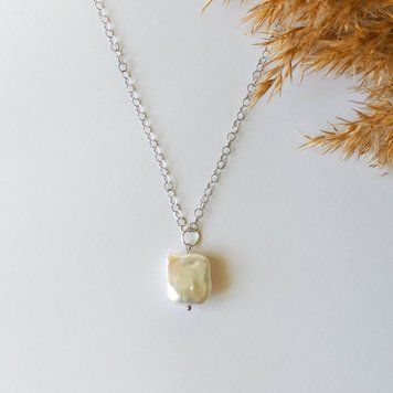 Кулон Перл барочний (квадрат) на ланцюжку Xuping Jewelry родій, d-17мм+- L-44см OMG-SH-439 фото